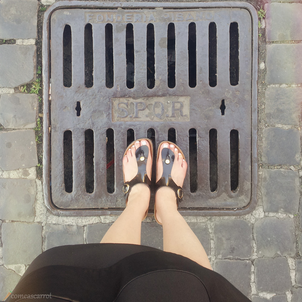 rome, fromwhereistand, birkenstock, essie blanc, striped, skirt