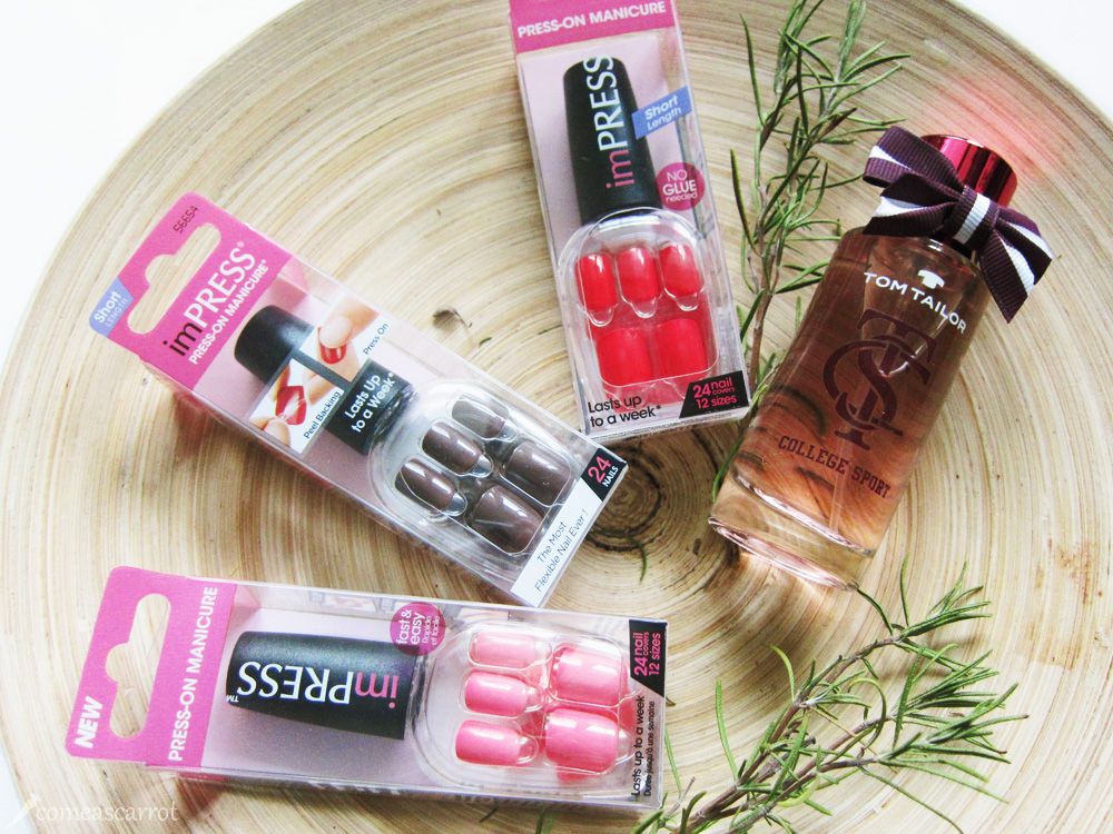 comeascarrot, fashionblog, gewinn, spiel, tom tailor, duft, parfum, college, sport, rosa, impress nails, maniküre, aufklebbare nägel, rot, taupe, rosa