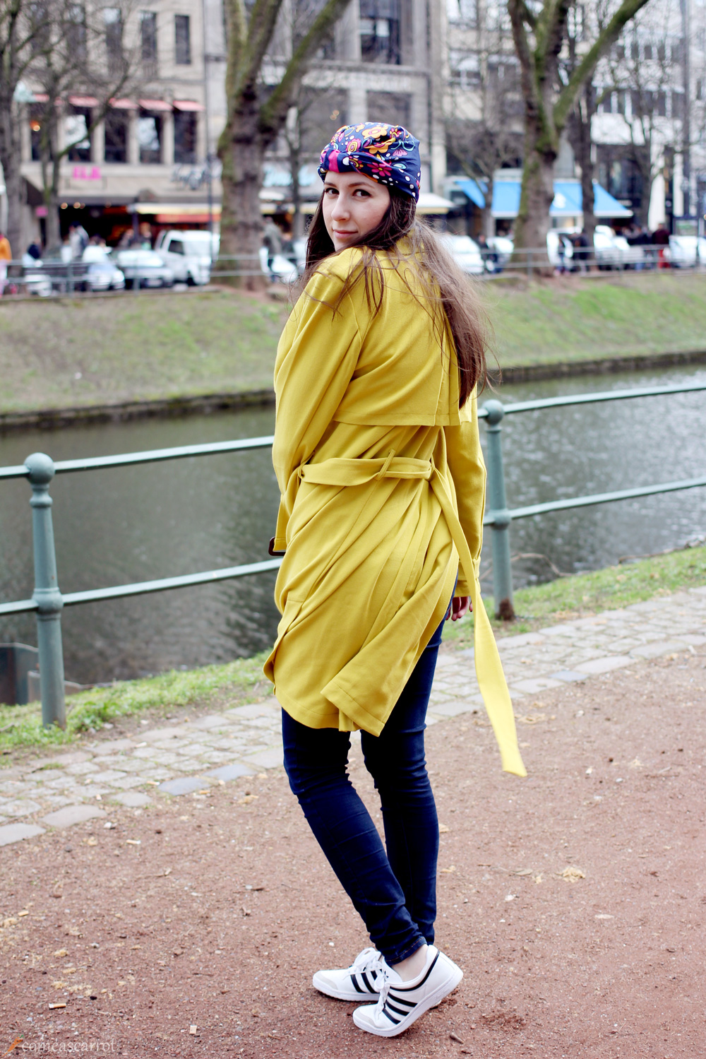outfit, curry, mustard, tom tailor, trenchcoat, turban, düsseldorf